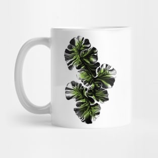 Fantasy Flowers digital artwork in Lime Green, Black, and White Mug